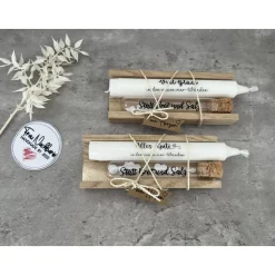 Einzugsgeschenk, Statt Brot und Salz, Wunscherfüller mit Kerze nach Wahl inkl. Holzverpackung, Geldgeschenk, Deko, Kerze