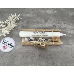 Einzugsgeschenk, Statt Brot und Salz, Wunscherfüller mit Kerze nach Wahl inkl. Holzverpackung, Geldgeschenk, Deko, Kerze
