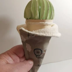 Eistütenhalter 2 Stück – Waschbarer Kleckerschutz Tropfschutz für Eiswaffeln, Braun Bunt, Frühling & Sommer