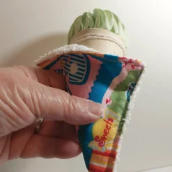 Eistütenhalter Kleckerschutz 2 Stück – Waschbarer Tropfschutz aus Baumwolle, bunt