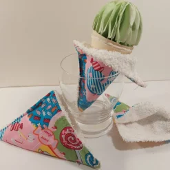 Eistütenhalter Kleckerschutz 2 Stück – Waschbarer Tropfschutz aus Baumwolle, bunt