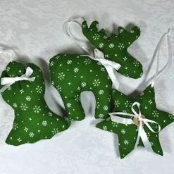 Elch, Stern und Engel im Set, Weihnachtsdekoration-grün