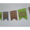 Elegante Girlande zum 80. Geburtstag Beige Grün Grau Gold