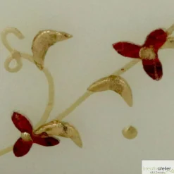 Elegante Hochzeitskerze Scheibenform mit Blumenranke in Rot/Gold, personalisierbar, perfekt für Standesamt oder Geschenk