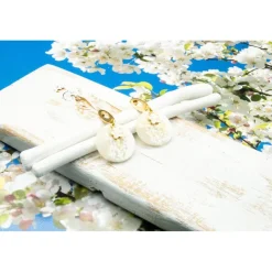 Elegante Ohrstecker in goldfarben, beige, Brautschmuck Ohrringe, handgemachtes Unikat, Weihnachtsgeschenk frau