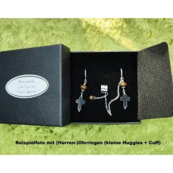 Elegante Schmuckschachtel/-Etui 8,2x8,2x2,9cm Geschenkverpackung f. Armband Ohrringe Anhänger Engel Schmuckset Schwarz