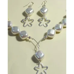 Elegantes Brautschmuckset aus Perlmutt & 925 Silber – Hochzeit Schmuckset Edelstein