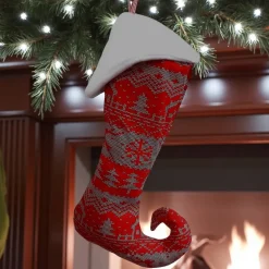 Elfensocke, Kaminsocke mit Norweger Muster Print, genäht zum befüllen