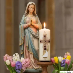 Engel des Lichts – Christliche Osterkerze mit goldenen Engelsflügeln & Kreuz, hochwertige Echtwachskunst