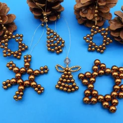 Engel Sterne Flocken Baum, cognac, Perlendeko, Weihnachtsdekoration als Baumanhänger