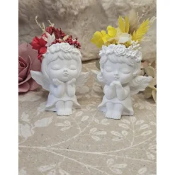 Engelchen „Amora“ & „Stella“ aus Raysin mit echten Trockenblumen – Handgefertigte Schutzengel in Rot & Gelb