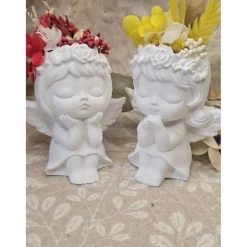 Engelchen „Amora“ & „Stella“ aus Raysin mit echten Trockenblumen – Handgefertigte Schutzengel in Rot & Gelb