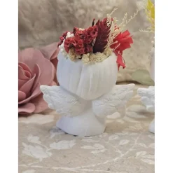 Engelchen „Amora“ & „Stella“ aus Raysin mit echten Trockenblumen – Handgefertigte Schutzengel in Rot & Gelb