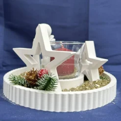 Engel-Dekoarrangement mit Windlicht & Sternen – liebevolle Weihnachtsdeko & Geschenkidee