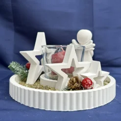 Engel-Dekoarrangement mit Windlicht & Sternen – liebevolle Weihnachtsdeko & Geschenkidee