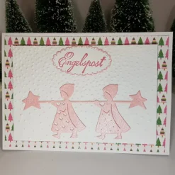 Engelpost Rosa Engel bringen Weihnachts-Grüße Weihnachtskarte Handmade