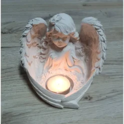 Engelsfigur mit Teelichteinsatz, Grabdekoration, Trauer