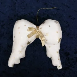 Engelsflügel mit goldfarbener Schleife,  bedruckt mit goldfarben Sternen
