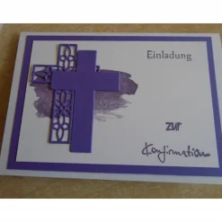 Enladungskarten zur Konfimation Junge Mädchen Einladungen Kreuz Einladung Kommunion Einladungskarte Farben nach Wahl
