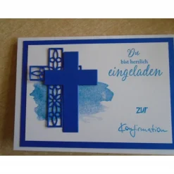 Enladungskarten zur Konfimation Mädchen Junge Einladungen Kreuz Einladung Kommunion Einladungskarte Farben nach Wahl