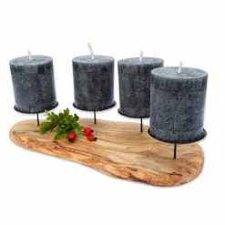 4er Kerzenhalter FLAMMA aus Olivenholz