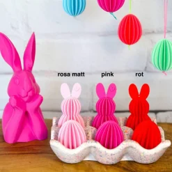 3er oder 9er Set Hasen zum Aufhängen – Moderne Osteranhänger im Lamellen-Look, 3D-Druck, personalisierbare Osterdeko innen & außen