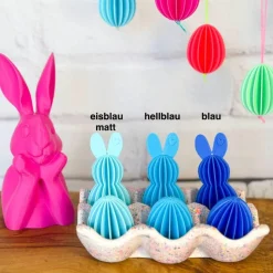 3er oder 9er Set Hasen zum Aufhängen – Moderne Osteranhänger im Lamellen-Look, 3D-Druck, personalisierbare Osterdeko innen & außen