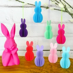 3er oder 9er Set Hasen zum Aufhängen – Moderne Osteranhänger im Lamellen-Look, 3D-Druck, personalisierbare Osterdeko innen & außen