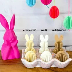 3er oder 9er Set zweifarbige Wabeneier zum Aufhängen – Osteranhänger im Lamellen-Look, Osterdeko innen & außen, 3D-Druck