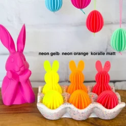 3er oder 9er Set zweifarbige Wabeneier zum Aufhängen – Osteranhänger im Lamellen-Look, Osterdeko innen & außen, 3D-Druck