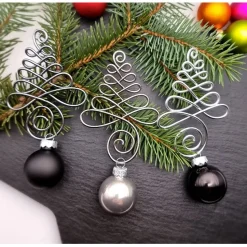 3er Set , Silber und Grau Christbaumschmuck
