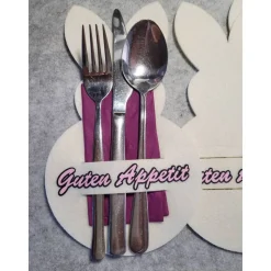 4-er Set Besteckhalter mit Osterhase aus Filz. Tischdeko für Ostern. Geschenk oder Mitbringsel