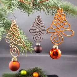 3er Set Braun Orange Kupfer Christbaumschmuck
