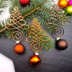 3er Set Braun Orange Kupfer Christbaumschmuck