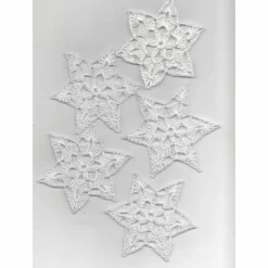 7er Set gehäkelte Weihnachtssterne aus weißem Baumwollgarn – Baumschmuck & Deko