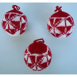 3er Set gestrickte Weihnachtsbaumkugeln