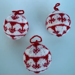 3er Set gestrickte Weihnachtsbaumkugeln