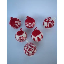 6er Set gestrickte Weihnachtsbaumkugeln
