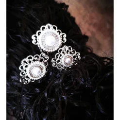 3er Set Haarkämme, silber-weiss