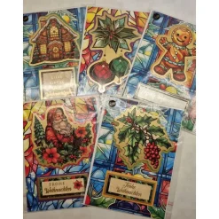 5er Set handgefertigte Weihnachtskarten 12,7 x 17,7 cm mit Umschlägen – verschiedene Motive