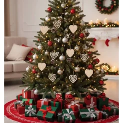 12er Set kleiner Baumschmuck Weihnachten Holzanhänger verschiedene Formen