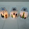3er Set LED Teelicht-Cover, süßes Weihnachtsdorf, stimmungsvolle Beleuchtung