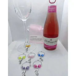 6er Set Markierungsringe für Stielgläser, "Pumps", Acrylperlen