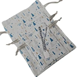 3er Set Nikolaussäckchen, Weihnachtssäckchen blau und weiß