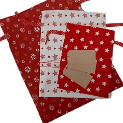 3er Set Nikolaussäckchen, Weihnachtssäckchen rot und weiß