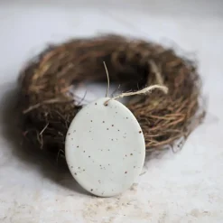 3er Set Osteranhänger aus Keramik - handgetöpferte Osterdekoration