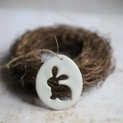 3er Set Osteranhänger aus Keramik - handgetöpferte Osterdekoration