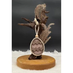 4er Set Osterei-Anhänger aus Holz mit Makramee-Rand in Mint & Mauve | Handgemachte Frühlingsdeko