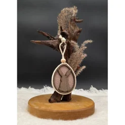 4er Set Osterei-Anhänger aus Holz mit Makramee-Rand in Mint & Mauve | Handgemachte Frühlingsdeko