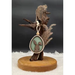 4er Set Osterei-Anhänger aus Holz mit Makramee-Rand in Mint & Mauve | Handgemachte Frühlingsdeko